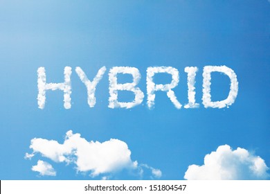 Hybrid Cloud Word On Sky