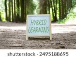 Hybrid Learning symbol. Concept word Hybrid Learning on white chalk background. Beautiful forest background. Business and Hybrid Learning concept. Copy space