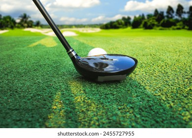 Hybrid wood heads are designed to be used to hit long distances as a replacement for fairway woods and long irons, it is a new option that is becoming very popular with golfers of all skill levels.  - Powered by Shutterstock