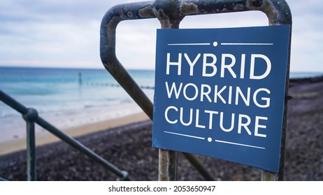 Hybrid Working Culture Sign In A Beach Setting