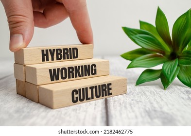 Hybrid Working Culture Symbol. Concept Words Hybrid Working Culture