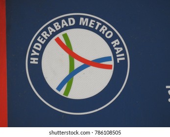 Hyderabad, India - August 19 2017: Hyderabad Metro Train Logo For Editorial