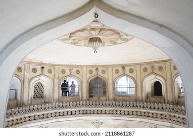 Hyderabad, India - November 8th, 2021- Interiors of Charminar in Hyderabad, Telangana, India.
