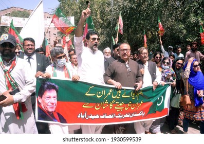 HYDERABAD, PAKISTAN - MAR 06: Tehreek-e-Insaf Are Holding Celebration Demonstration After Prime Minister Imran Khan Securing A Trust Vote In The National Assembly, On March 06, 2021 In Hyderabad. 