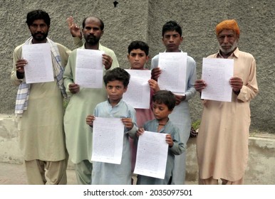 HYDERABAD, PAKISTAN - SEP 02: Residents Of Dadu Are Holding Protest Demonstration Against High Handedness Of Police, On September 02, 2021 In Hyderabad.