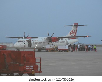 Hyderabad, Telangana, India - November 11 2018: Air Asia Airplane At Rajiv Gandhi International Airport. 