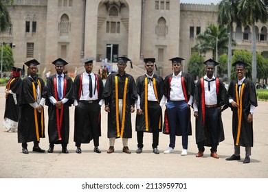 Hyderabad, TG India - April 08 2021: Girls And Boys Celebrating Graduation Day, Convocation Portraits After Covid Pandemic