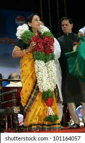 HYDERABAD,AP,INDIA-APRIL 03:Telugu Cinema Actress Jamuna Felicitated During VB Rajendra Prasad Asiti Mahotsav On 03 April,2012 In Hyderabad,Ap,India.Acted In 198 Indian Films Since1952.