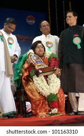 HYDERABAD,AP,INDIA-APRIL 03:Telugu Cinema Actress Vanisree Felicitated During VB Rajendra Prasad Asiti Mahotsav On 03 April,2012 In Hyderabad,Ap,India.Popular In 1960s To 1970s Indian Cinema.