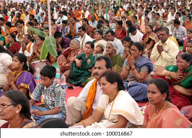 HYDERABAD,AP,INDIA-APRIL 08:Hindu devotees  performing  puja Sri Venudatta Suvrna Lakshmi Dampatya Vrata Dheekshaa  on 08 April 08,2012 in Hyderabad,Ap,India. Sri Ramadutha Swamy coducted the puja.