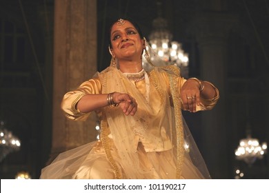 HYDERABAD,AP,INDIA-APRIL 23: Kathak Dancer  Mangala Bhatt Performs During Heriitage Week Celebrations At Chowmohalla Palace On April 23,2012 In Hyderabad,Ap,India.Associcate Of Pt. Birju Maharaj Ji.