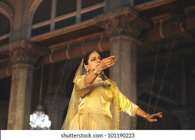 HYDERABAD,AP,INDIA-APRIL 23: Kathak Dancer  Mangala Bhatt Performs During Heriitage Week Celebrations At Chowmohalla Palace On April 23,2012 In Hyderabad,Ap,India.Associcate Of Pt. Birju Maharaj Ji.