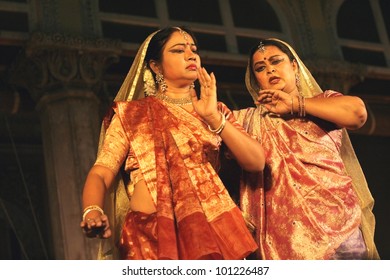 HYDERABAD,AP,INDIA-APRIL 24:Artists Of Padma Vibhushan Pandit Birju Maharaj Group Perorm Kathak Dance During Heritage Week At Chowmohalla Palace OnApril 24,2012 In Hyderabad,Ap,India.