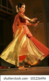 HYDERABAD,AP,INDIA-APRIL 24:Artists Of Padma Vibhushan Pandit Birju Maharaj Group Perorm Kathak Dance During Heritage Week At Chowmohalla Palace OnApril 24,2012 In Hyderabad,Ap,India.