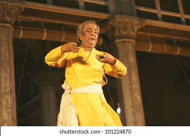 HYDERABAD,AP,INDIA-APRIL 24:Padma Vibhushan Pandit Birju Maharaj Leading Exponent Of Kathak Dance Performs During Heritage Week At Chowmohalla Palace On April 24,2012 In Hyderabad,Ap,Inda.