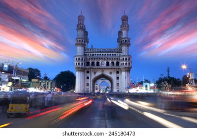 HYDERABAD,INDIA -AUGUST 29: Charminar in Hyderabad on August 29,2012, Is listed among the most recognized structures in India, Built in 1591.