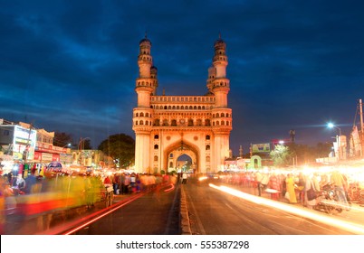  HYDERABAD,INDIA -December 16 Charminar in Hyderabad on December 16,2015 Is listed among the most recognized structures in India, Built in 1591
