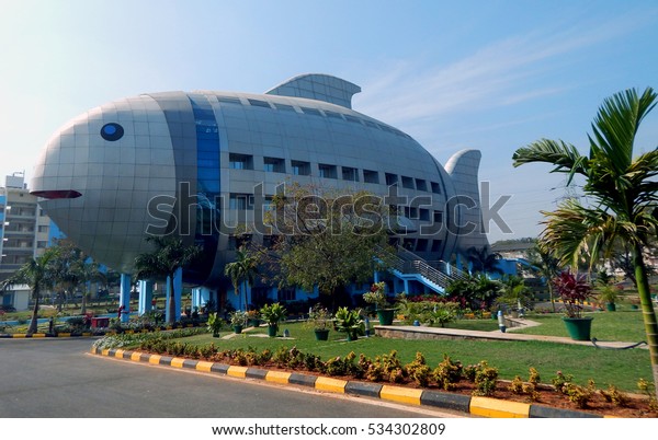 Hyderabadindiadecember 12fish Shaped Architecture Building On