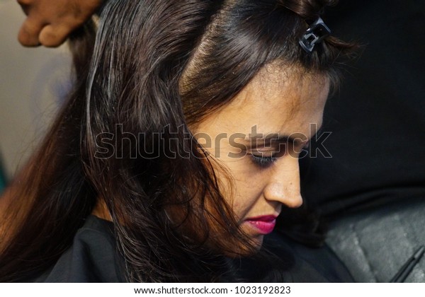 Hyderabadindiafebruary 6hair Stylist Hair Dresser Does Stock Photo