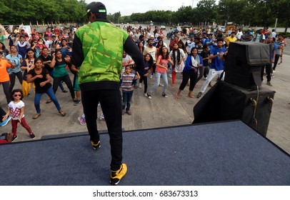 HYDERABAD,INDIA-JULY 23:People Dance On Physical Literacy Day,Sunday Morning,with Traffic Stopped For 3 Hours,on Open Road On July 23,2017 In Hyderabad                               