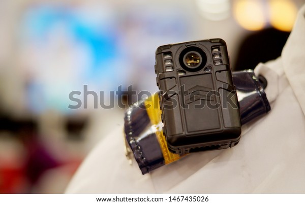 HYDERABAD,INDIA-JUNE 27: body worn camera to\
capture photos and video during law and order situations by police\
officers,kept on mannequin to demonstrate the operation on June\
27,2019 in\
Hyderabad