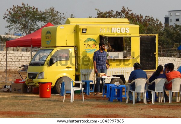 Hyderabadindiamarch 4indian People Buy Street Food Stock