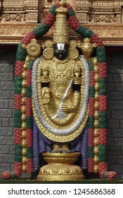 
HYDERABAD,INDIA-NOVEMBER 23:View of Hindu god Balaji or venkateswara idol in a temple  on November 23,2018 in Hyderabad,India           