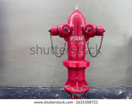 Hydrant pump on gray cement wall background