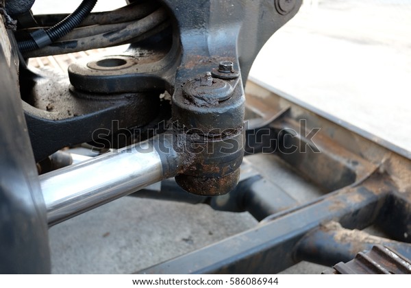 Hydraulic cylinder of the\
excavator.