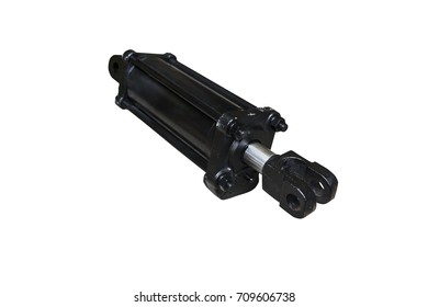 hydraulic cylinder isolated on white background.Automotive spare part.