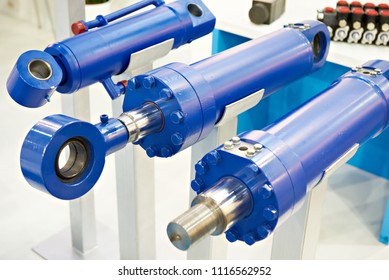 Hydraulic cylinders on stand exhibition