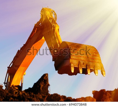 Similar – Bucket-wheel excavator in the Garzweiler 2 open-cast lignite mine, lignite-fired power plants in the background