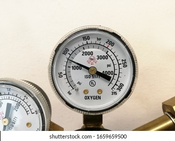 Hydraulic Pressure Gauges. pressure gauge on a gas regulator in a laboratory analytical equipment. - Shutterstock ID 1659659500