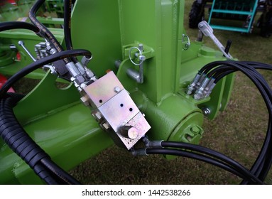 Hydraulic System Details On Modern High Tech Farming Machinery.