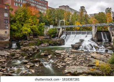 Hydro Electric Dam On The Magog River In Sherbrooke City, Quebec, Canada