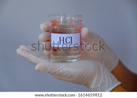 hydrochloric acid solution in glass