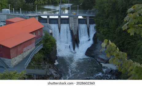 Hydroelectric Dam Power Plant Electricity Turbine Generator In Sherbrooke Quebec