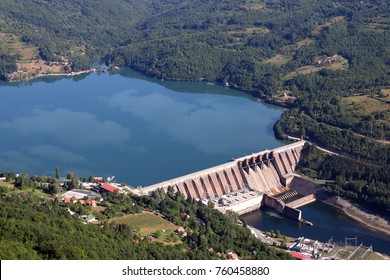 Hydroelectric Power Plant On River Landscape