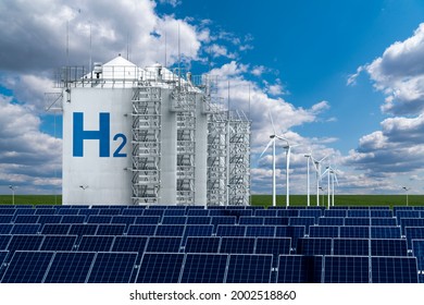 Hydrogen Factory Concept. Hydrogen Production From Renewable Energy Sources