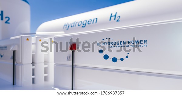 Hydrogen\
renewable energy production - hydrogen gas for clean electricity\
solar and windturbine facility. 3d\
rendering.