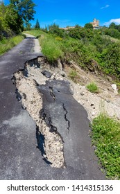 hydrological instability landslides on the roads - Shutterstock ID 1414315136