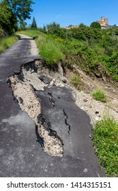 hydrological instability landslides on the roads - Shutterstock ID 1414315151