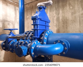 Hydromechanical pipe structure at a dam in Blora.
Blora September 1, 2023, Central Java - Indonesia