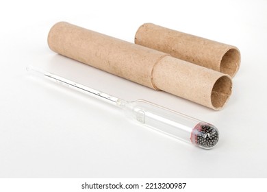 hydrometer, a tool for measuring the density of the battery electrolyte, on a black background
