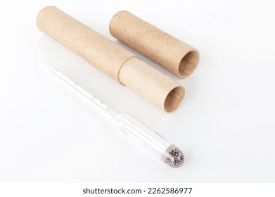 hydrometer, a tool for measuring the density of the battery electrolyte, on a white background
