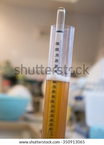 Hydrometer used to measure the specific gravity of wine and beer