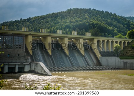 Hydropower-waterdam on Sola river- Porabka , Beskid zywiecki ,Poland 