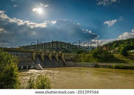 Hydro-power:waterdam on Sola river- Porabka , Beskid zywiecki ,Poland 