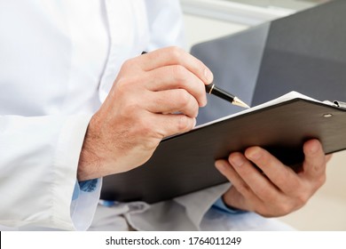 Hygiene inspector when working with clipboard
