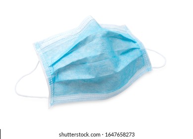 Hygienic Mask Or Surgical Earloop Face Mask Isolated On White Background With Clipping Path. Anti Virus And Bacteria Protective Face Air Pollution, Environmental And Protection Concept.